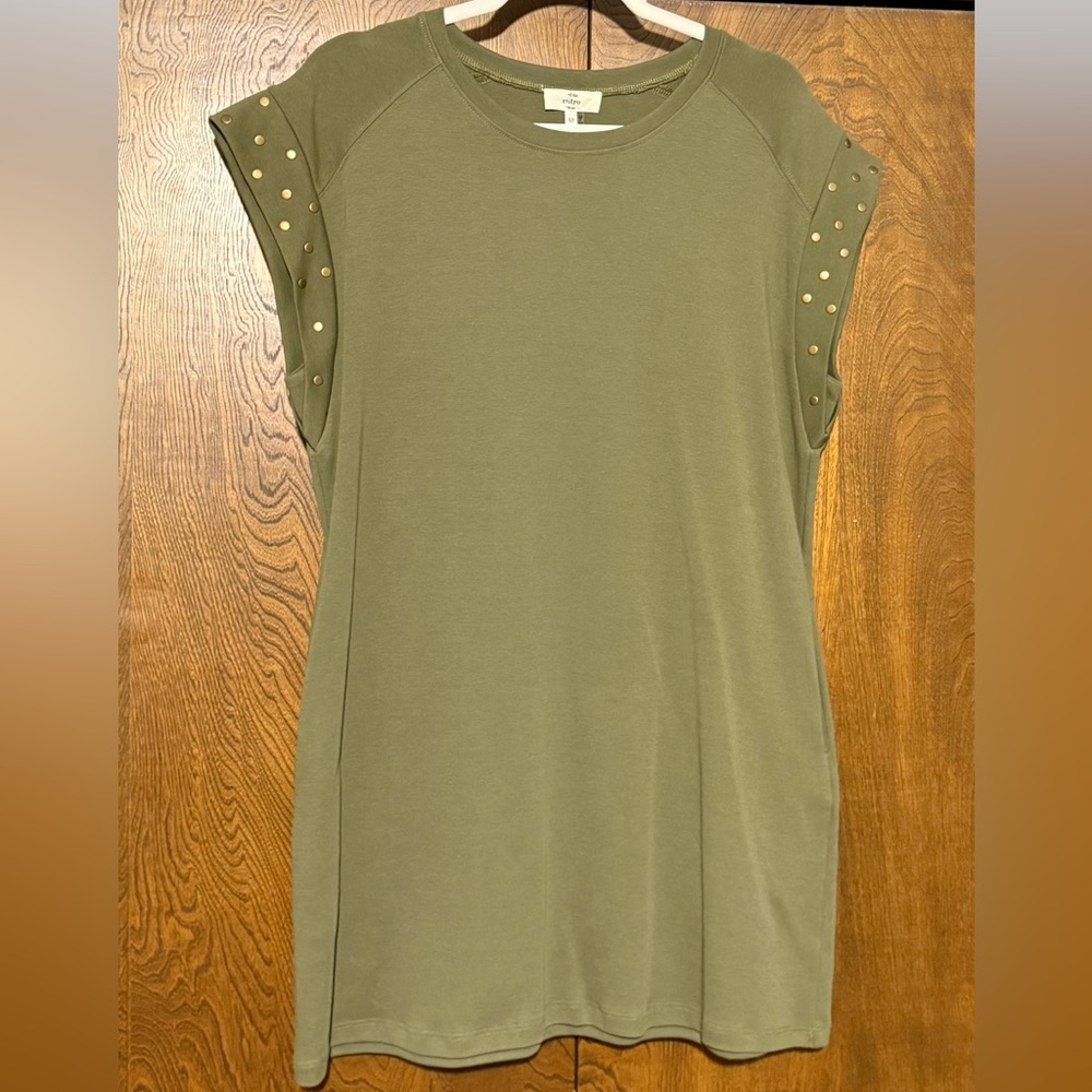 Studded Olive Green Women's Short Sleeve Top